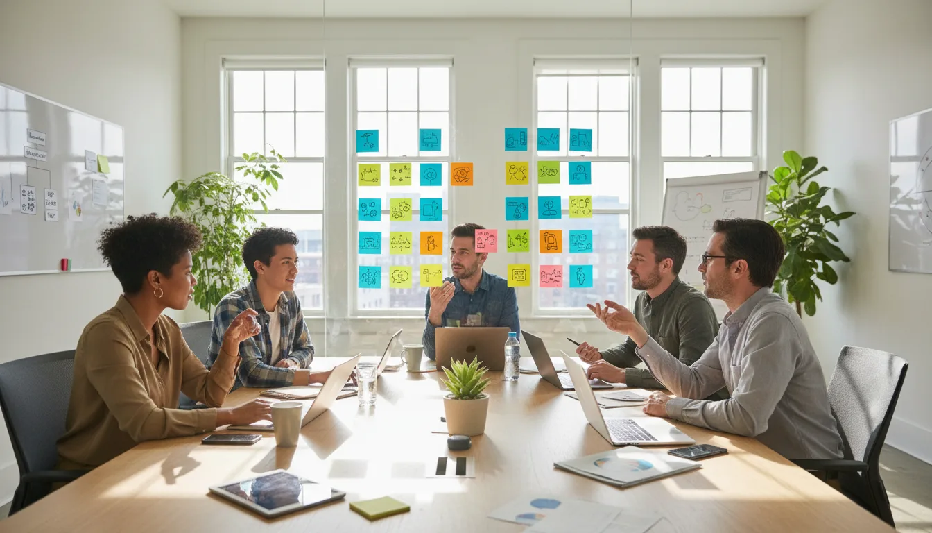 Cross-functional team planning AI service delivery